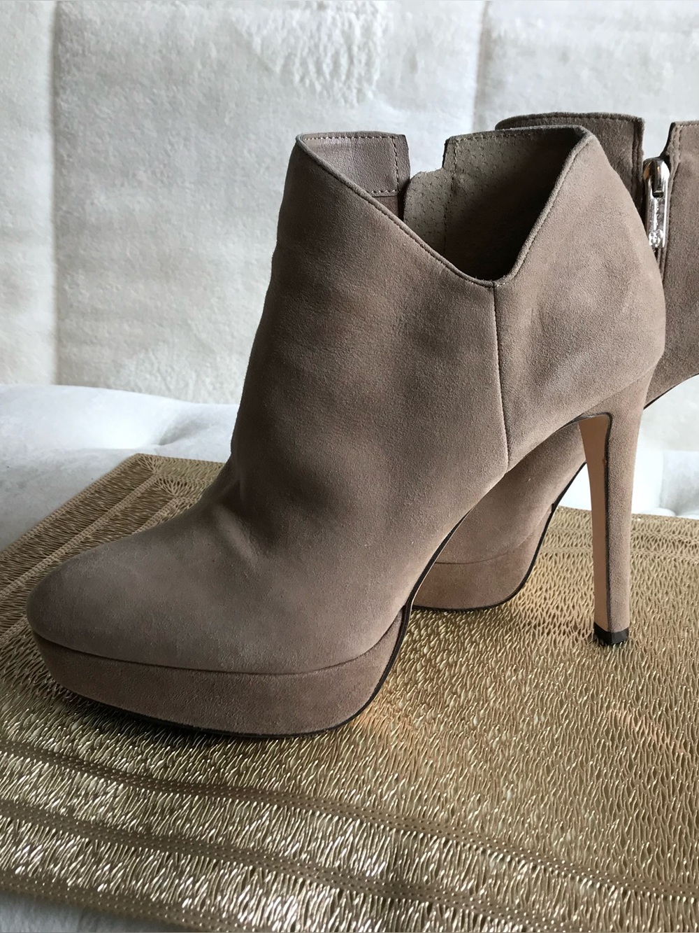 Jessica Simpson Taupe Suede Platform Ankle Booties